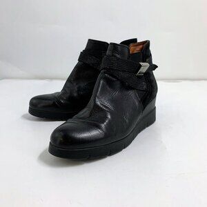 Hispanitas Women's Larae‎ Leather Cross Buckle Heeled Boot Size 7.5/38